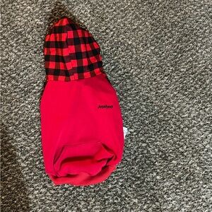 Joyaho▪︎Red w/Plaid Dog Hoodie▪Warm Fleece Pullover Sweater  Sweatshirt▪︎Sz XL